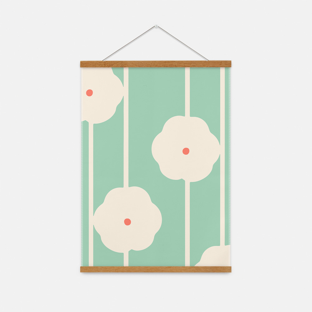 Flowers in Mist green 패브릭 포스터 소형